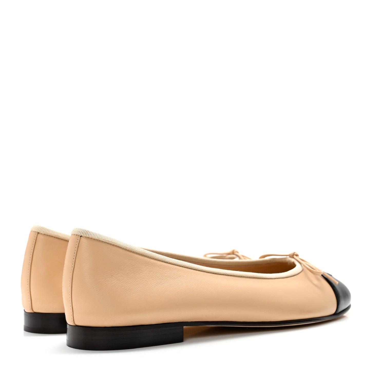 Lambskin Cap Toe CC Ballerina Flats 40.5 Beige Black