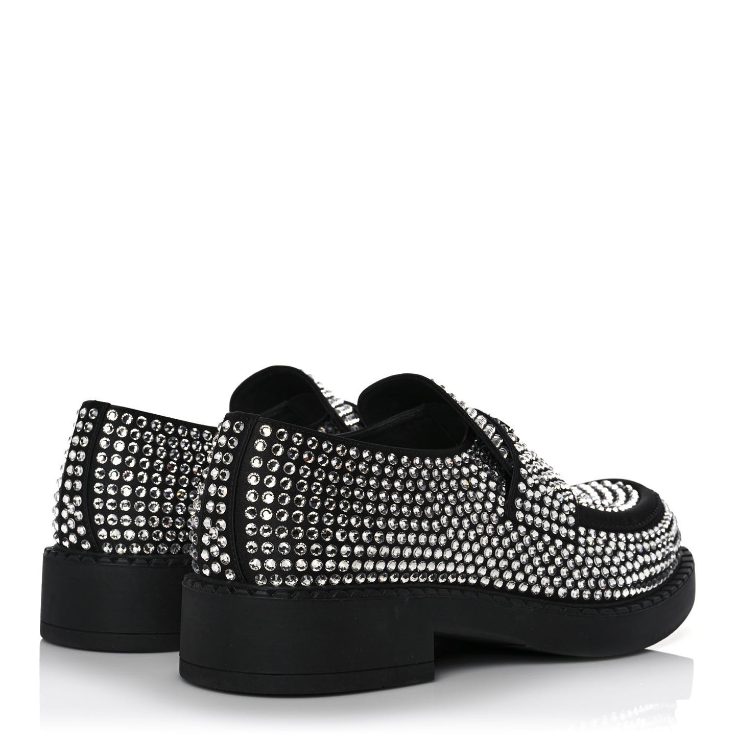 Satin Crystal Metal Triangle Logo Mens Loafers 8 Crystal