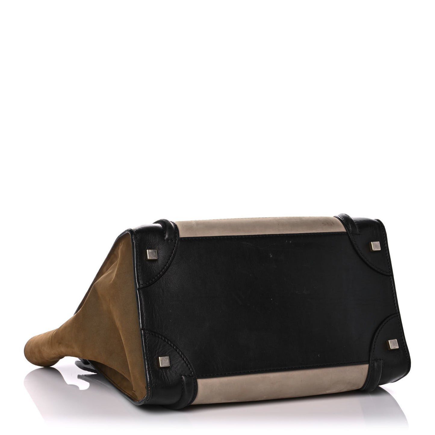 Satin Calfskin Suede Mini Tri-Color Luggage Seashell