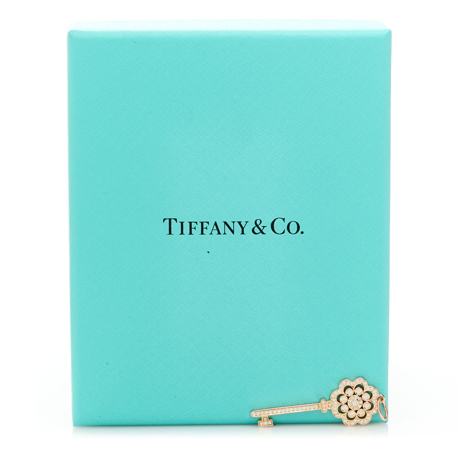 Tiffany 18K Rose Gold Diamond Rose Key Pendant 4 of 4