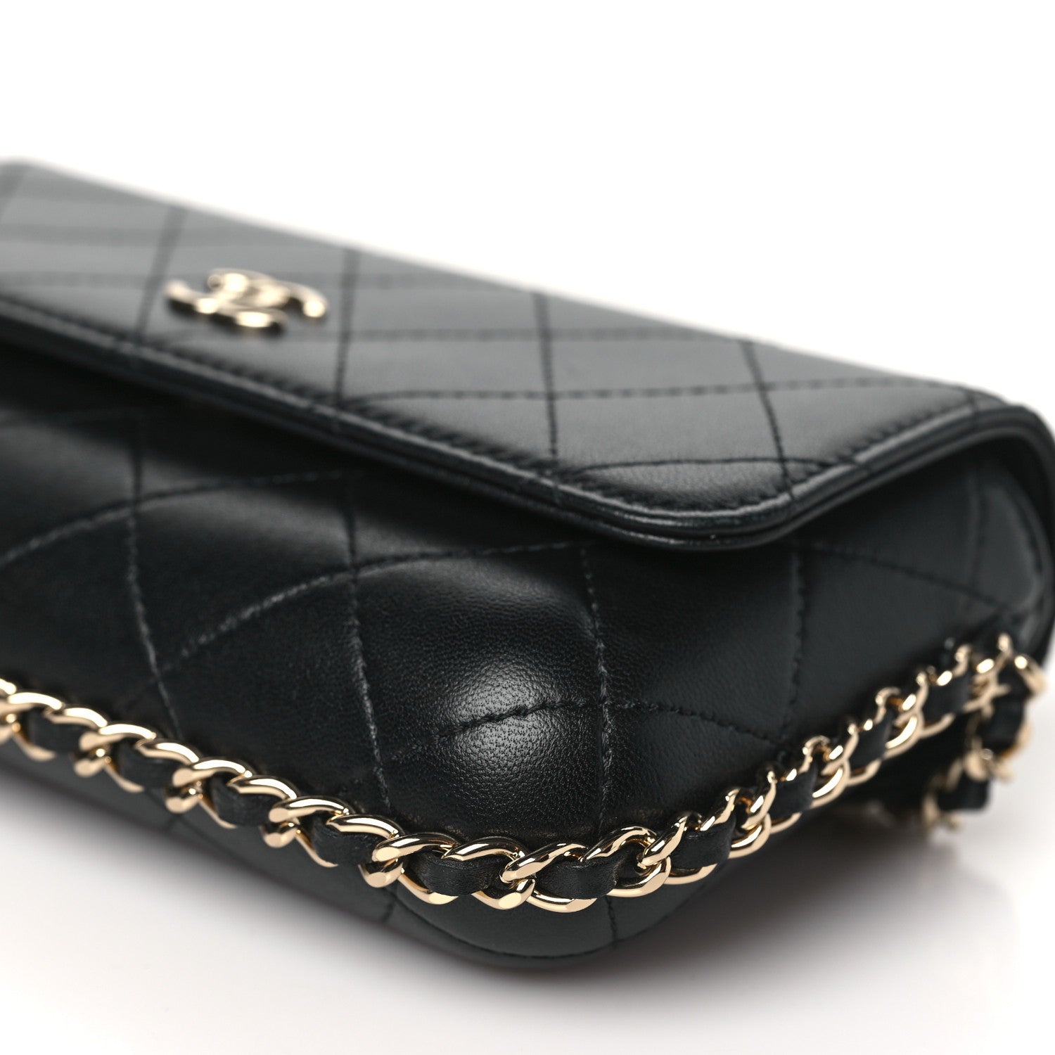 Chanel Lambskin Quilted Chain Around Clutch On Chain Black 10 of 10