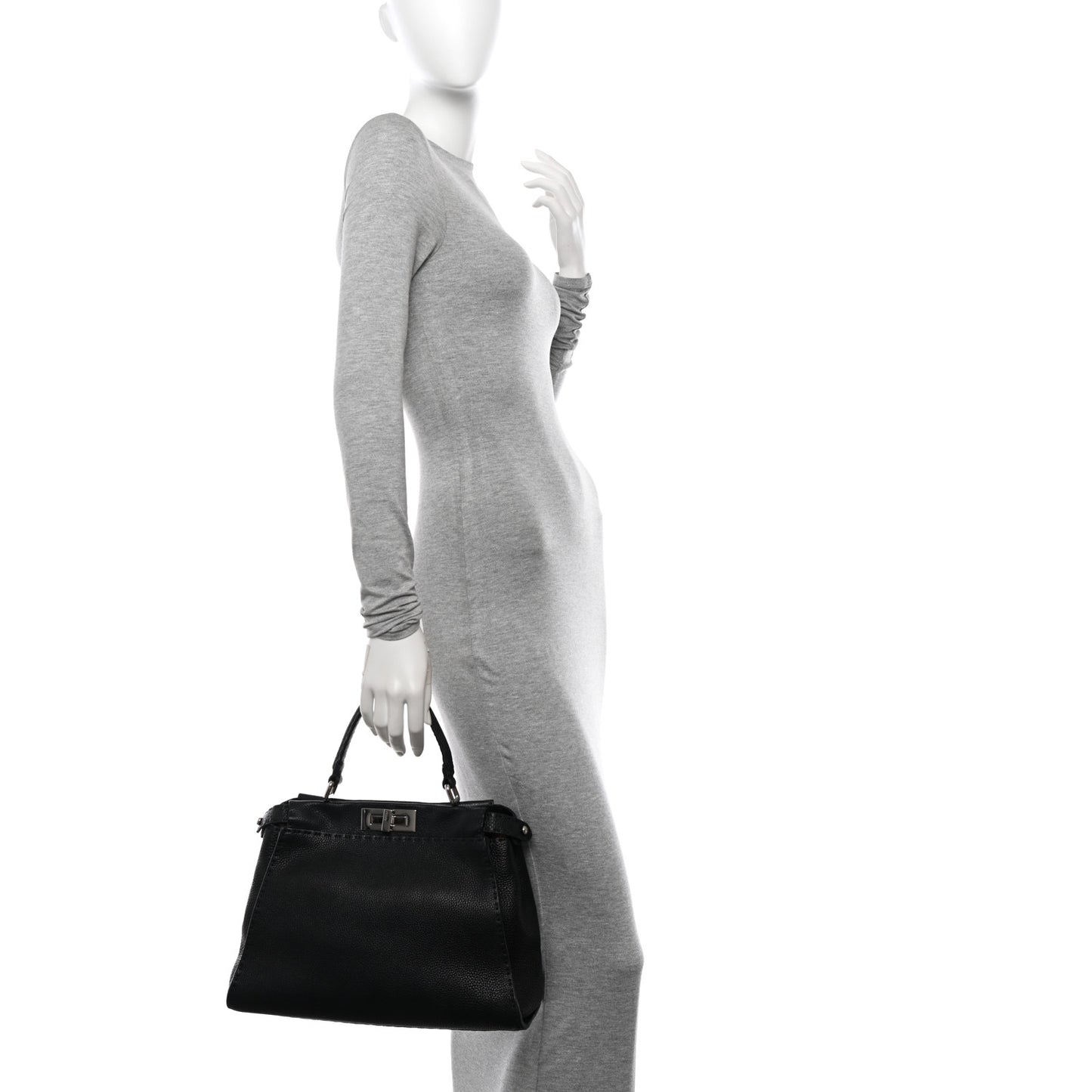 Cuoio Romano Selleria Bi-Color Medium Peekaboo Iconic Satchel Black Mou