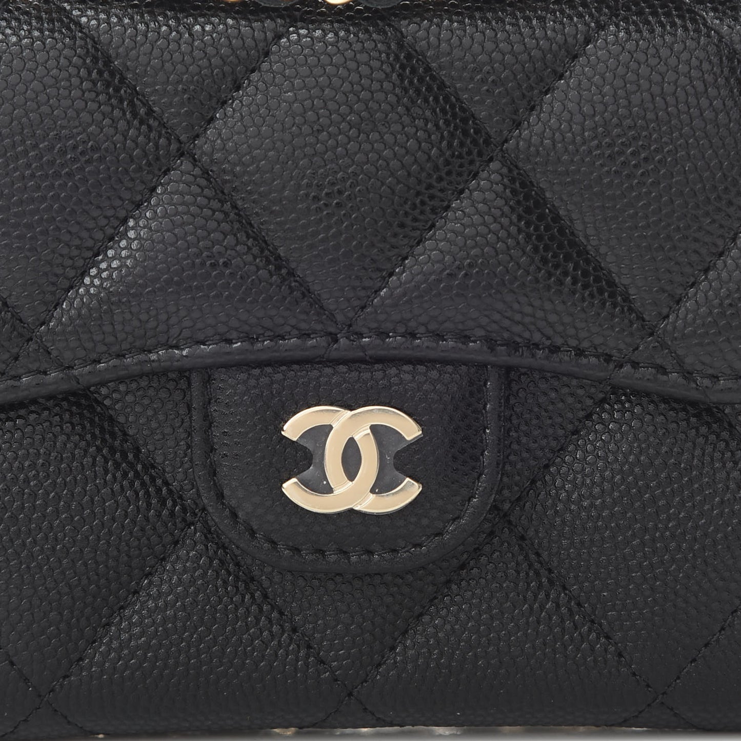 Caviar Quilted Flap Card Holder On Chain Black