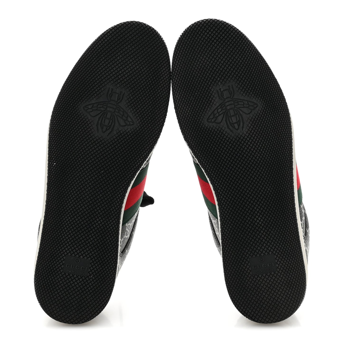 GG Supereme Monogram Miro Soft Calfskin Web Mens Screener Sneakers 9 Black Grey Sky
