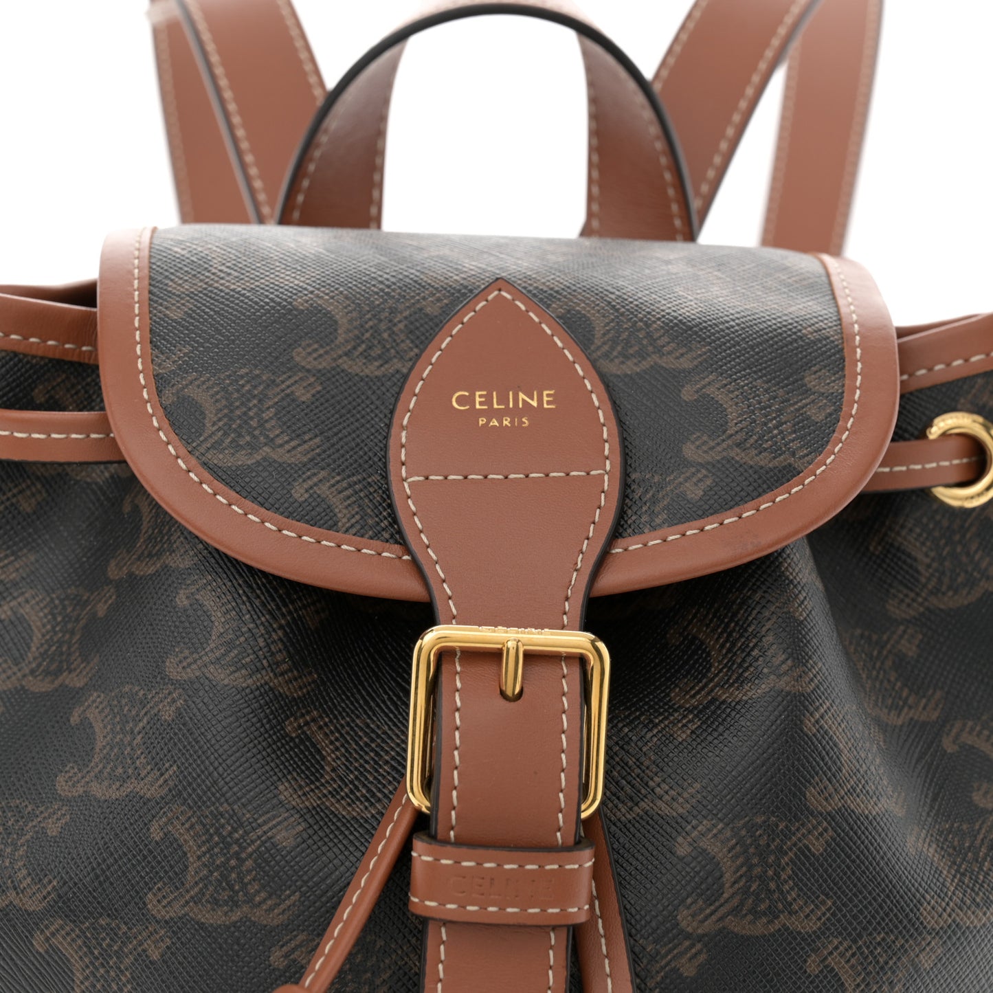 Triomphe Canvas Calfskin Mini Folco Backpack Tan