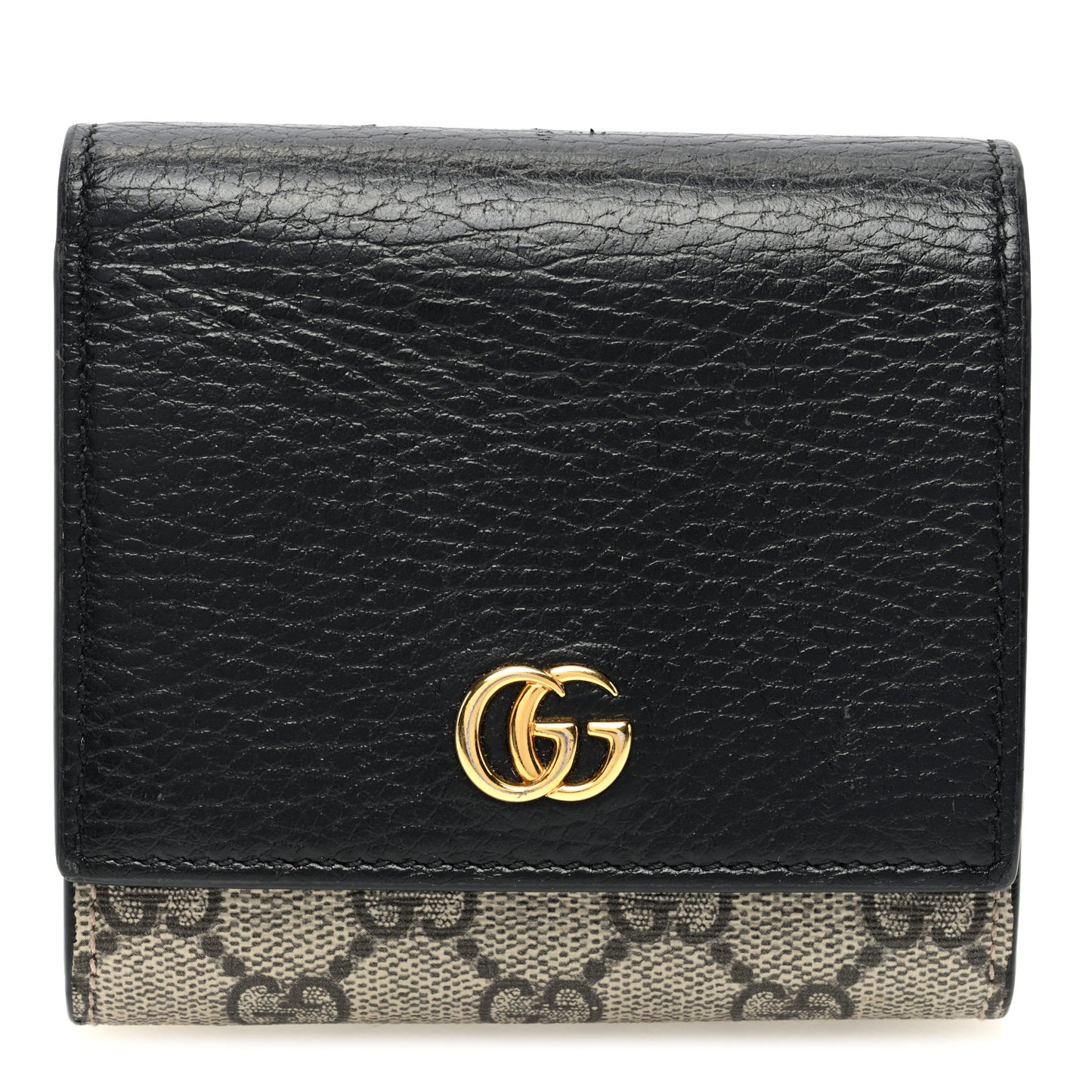 Dollar Calfskin GG Supreme Monogram Medium GG Marmont Wallet Black Beige Ebony