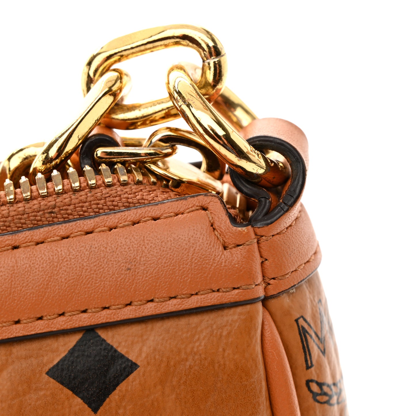 Visetos Nappa Mini Delmy Chain Shoulder Bag Cognac