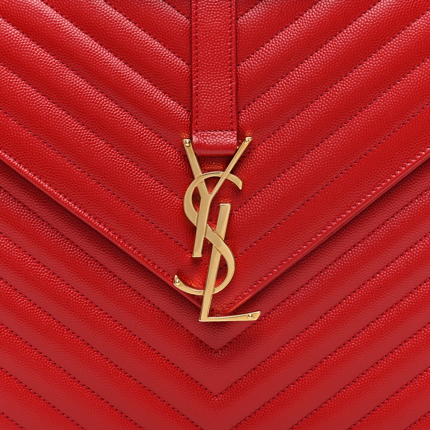 Grain De Poudre Matelasse Chevron Large Monogram Satchel Lipstick Red