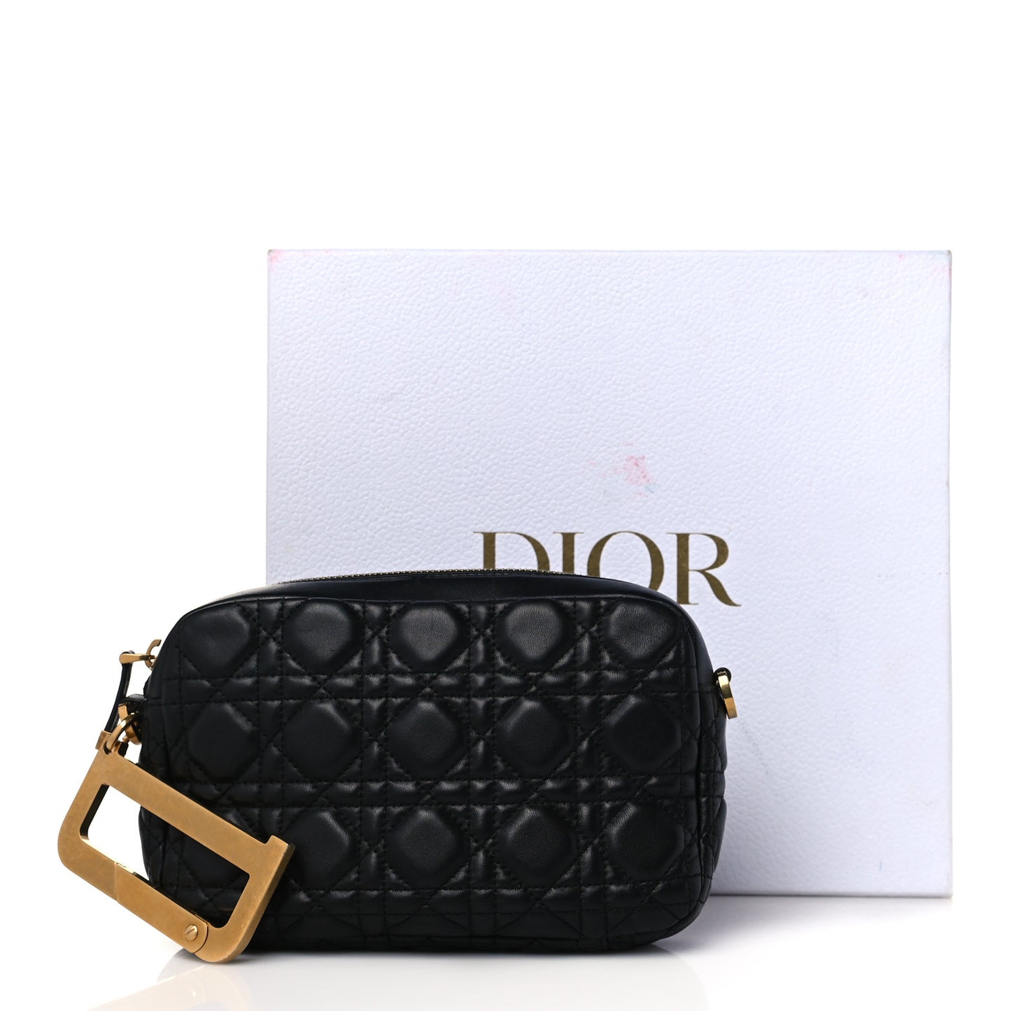 Lambskin Cannage DiorQuake Pouch Black