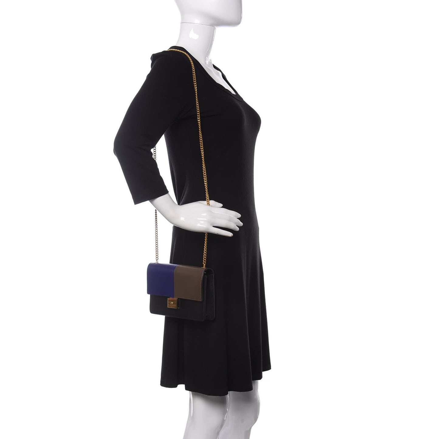 Smooth Calfskin Cheyne Clutch Indigo Clay Black