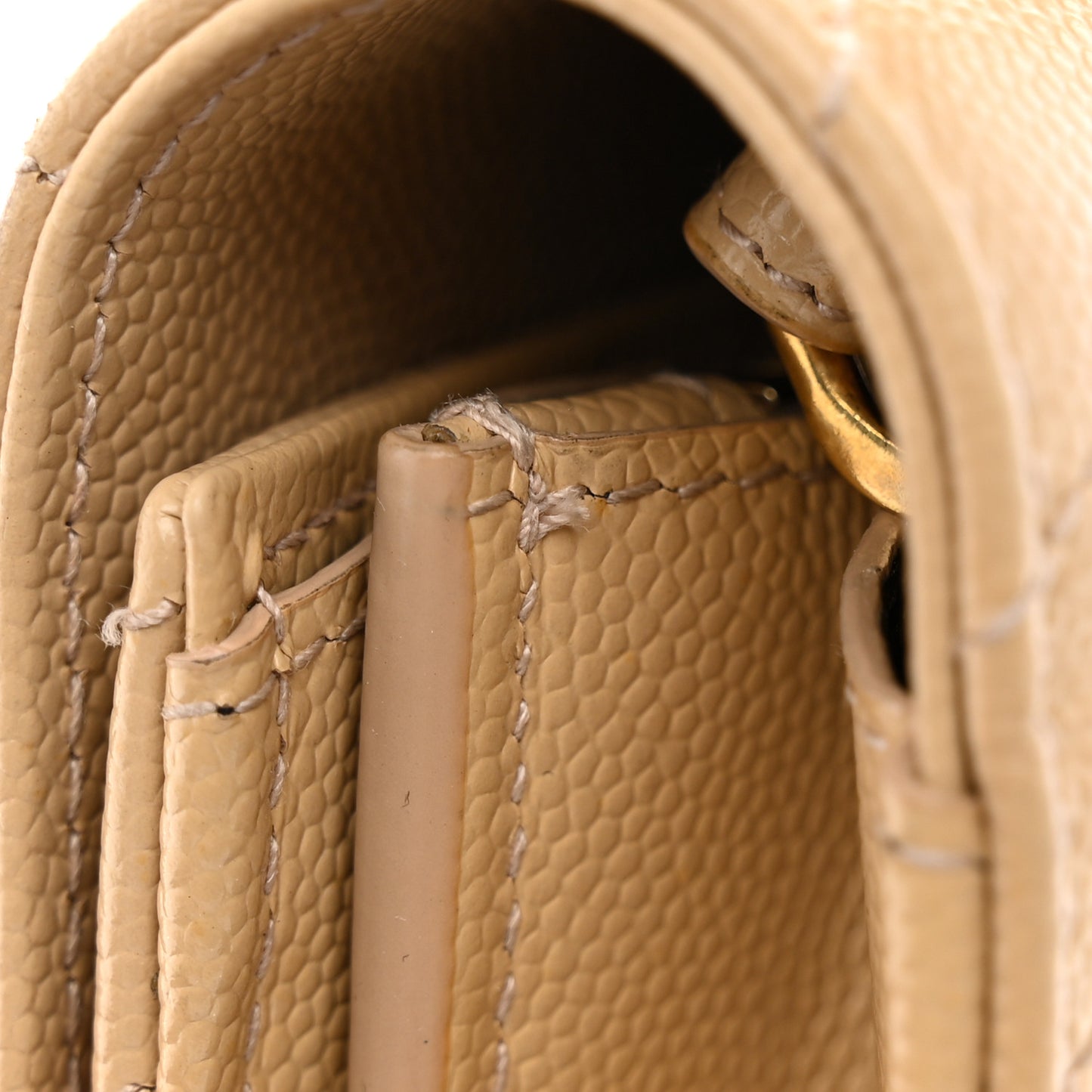 Grain De Poudre Matelasse Chevron Monogram Chain Wallet Dark Beige