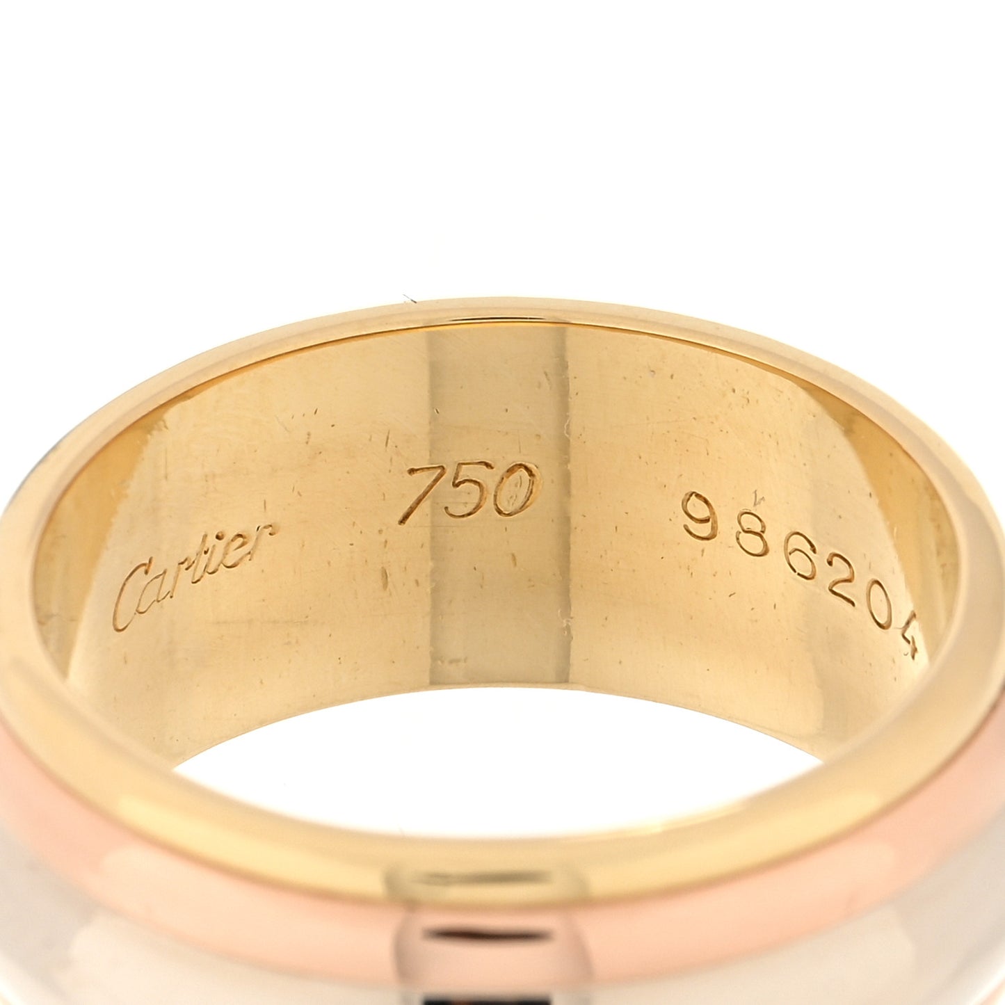 18K Pink Yellow White Gold Trinity Saturn Band Ring 54 6.75