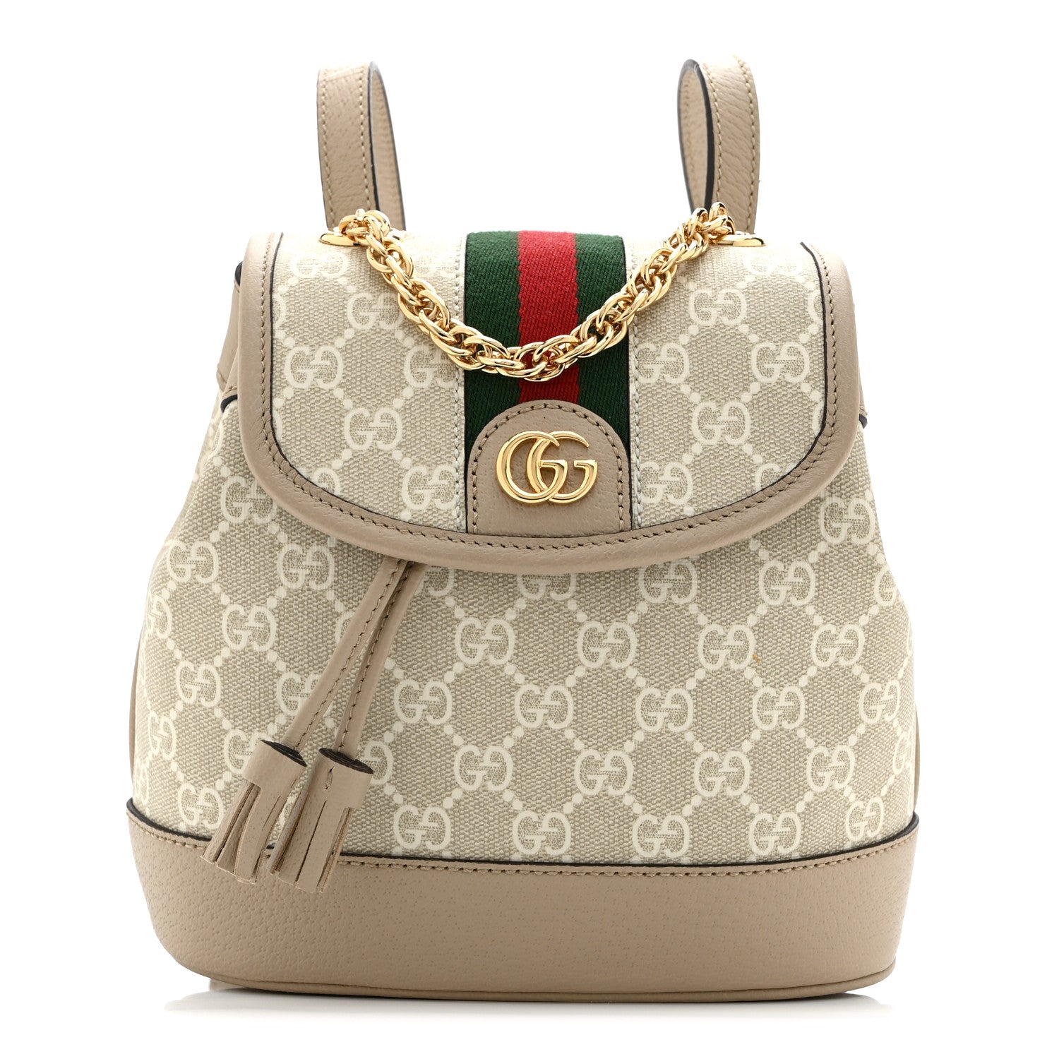 gucci backpack women mini Gucci GG Supreme Monogram Textured Dollar Calfskin Web Mini Chain Drawstring Backpack Beige Mystic White Oatmeal 1749854 – FASHIONPHILE