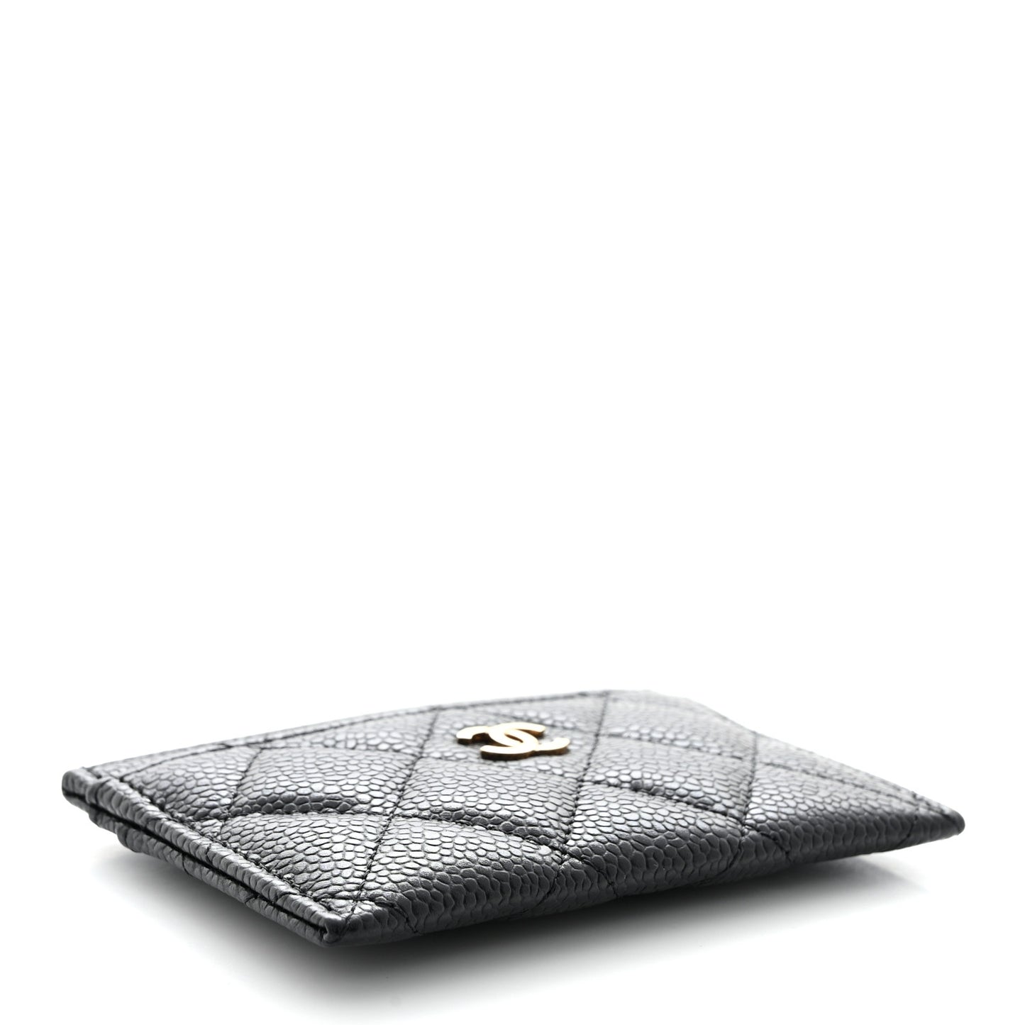 Caviar Quilted Card Holder Black
