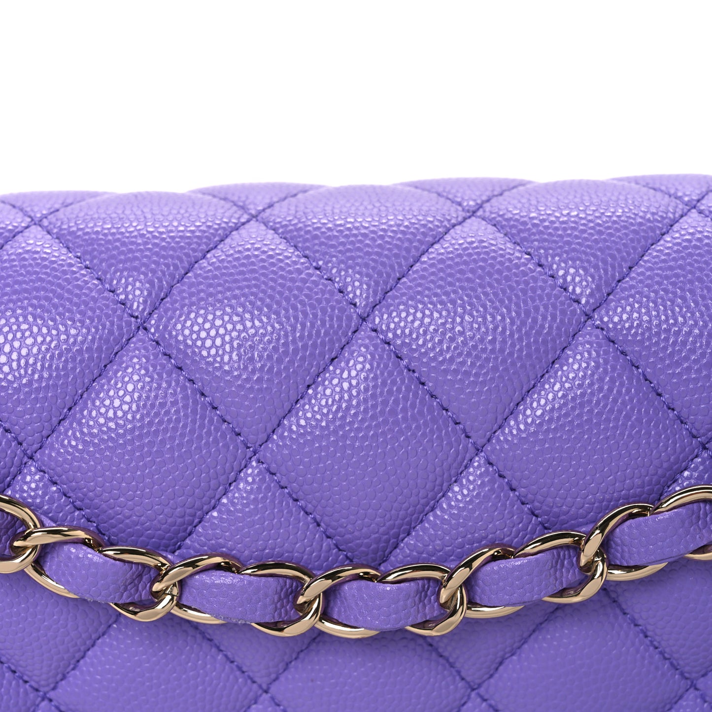 Caviar Quilted Small Double Flap Purple