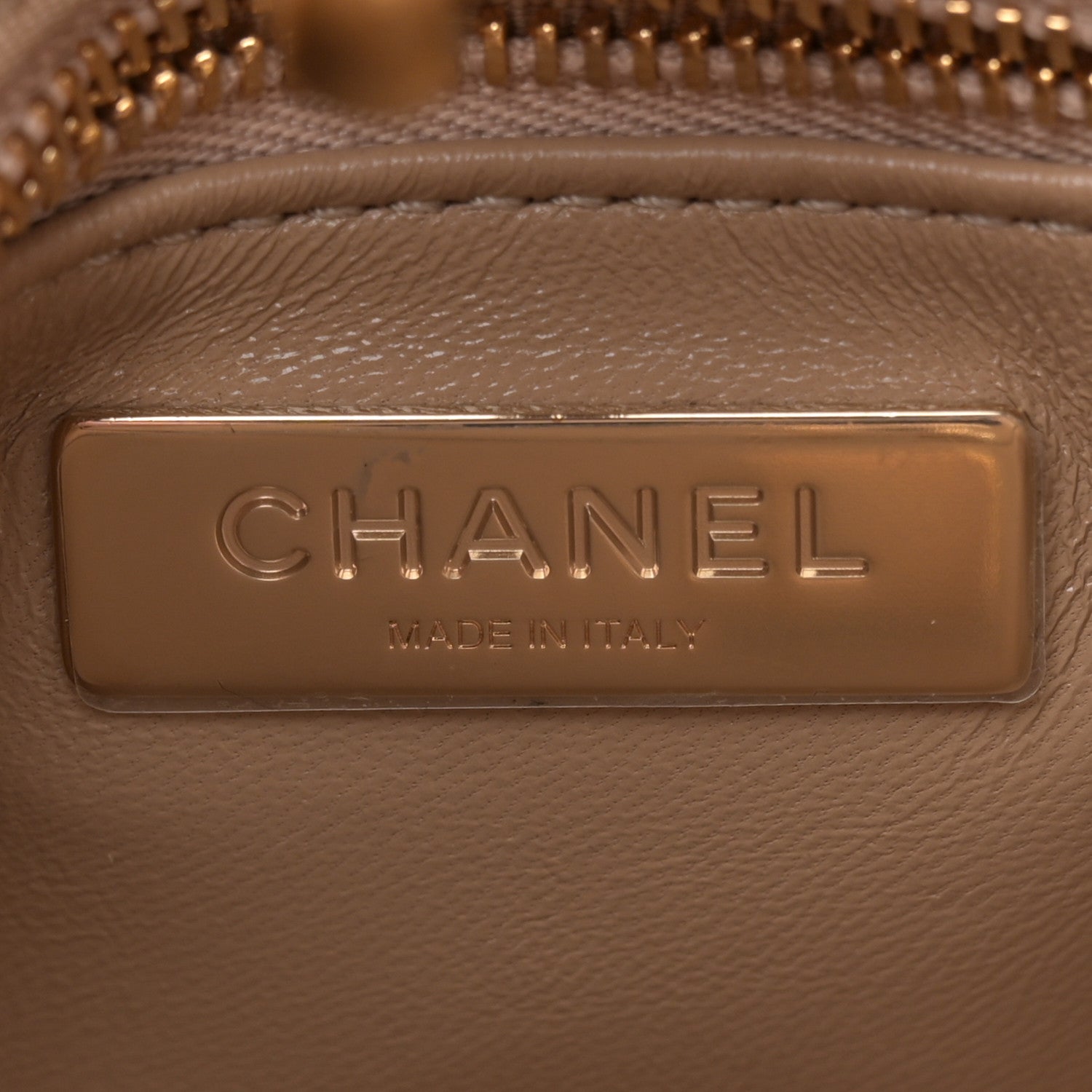 Chanel Shiny Crumpled Calfskin Quilted Mini 31 Shopping Bag Dark Beige 6 of 12