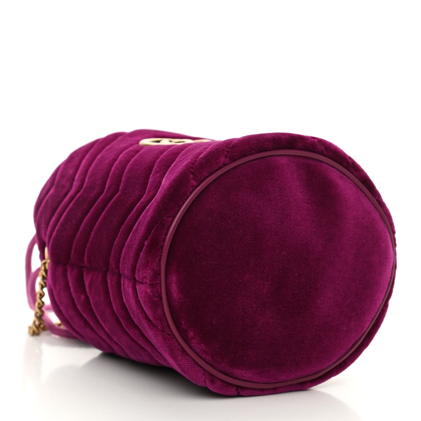 Velvet Matelasse Mini GG Marmont 2.0 Bucket Bag Fuchsia Violet Cyclamen