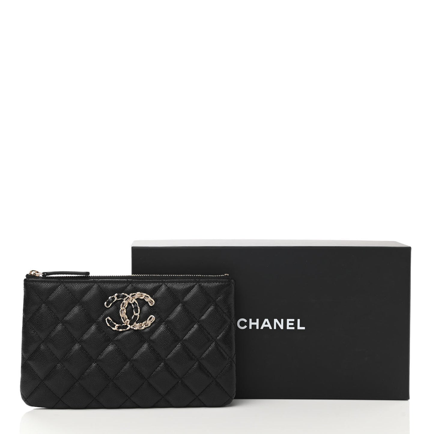 Caviar Quilted Small French New Wave CC Pouch Black