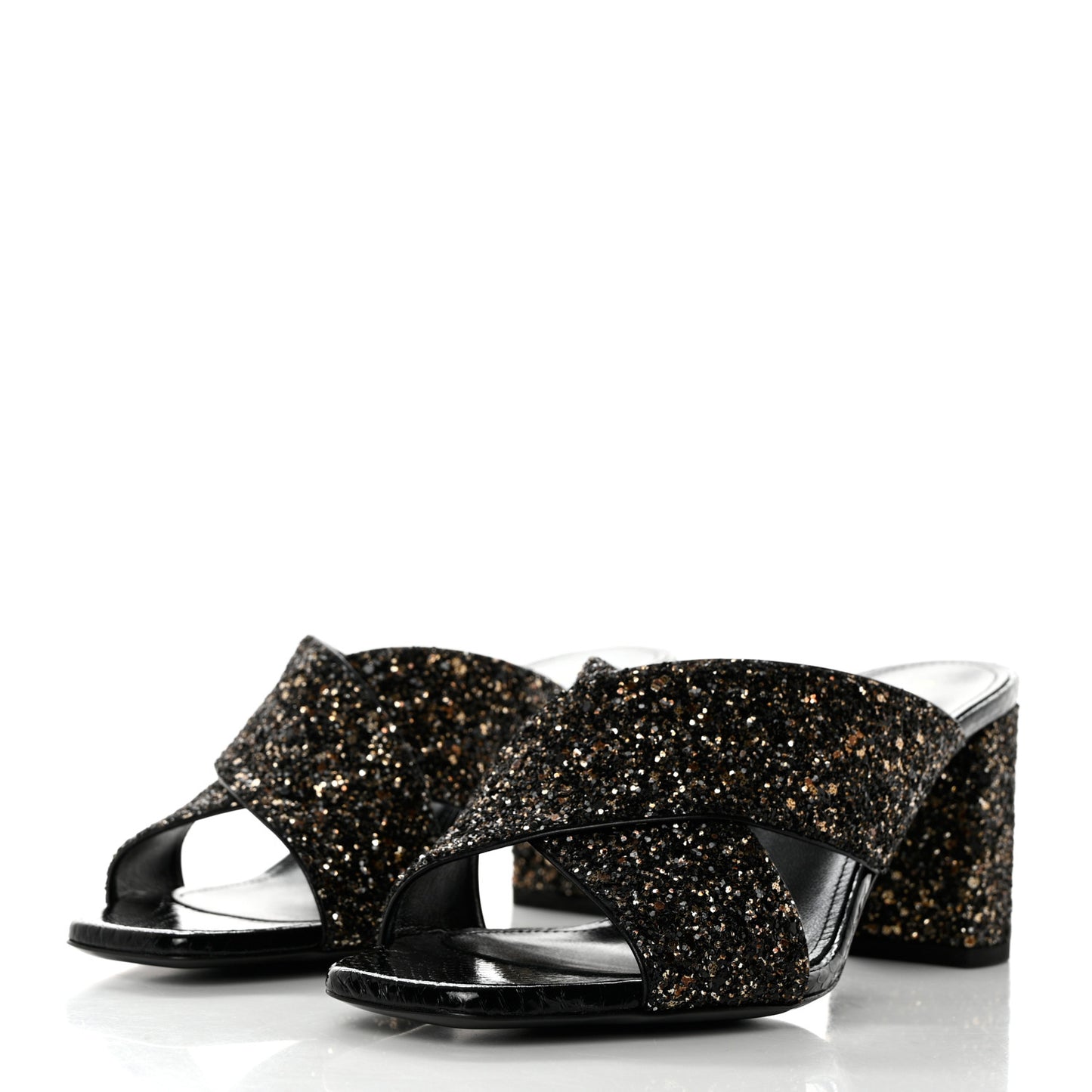 Glitter LouLou 70 Mule Sandals 38 Black Gold