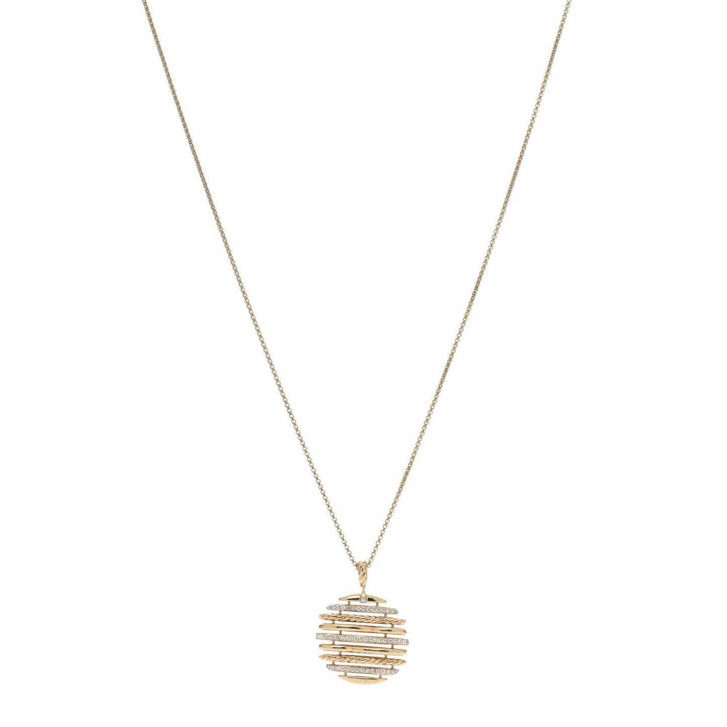 18K Yellow Gold Diamond Tides Pendant Necklace