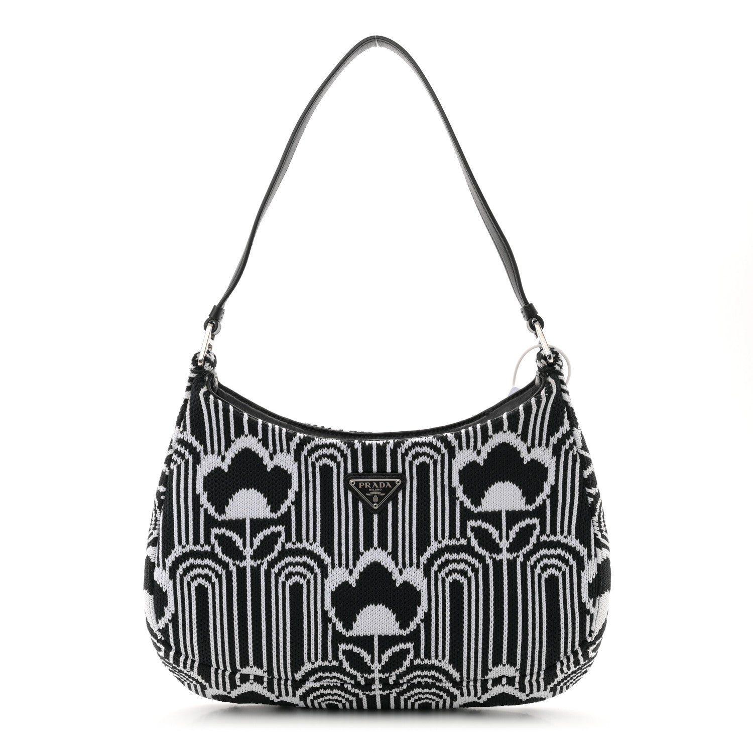 Prada Maglia Jacquard Cleo Shoulder Bag Black White 1 of 9