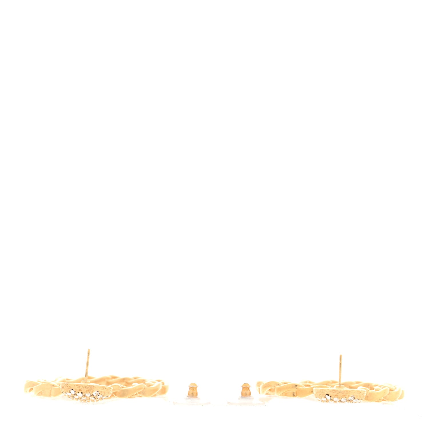 Chanel Metal Crystal CC Paris Chain Link Hoop Earrings Gold 3 of 5