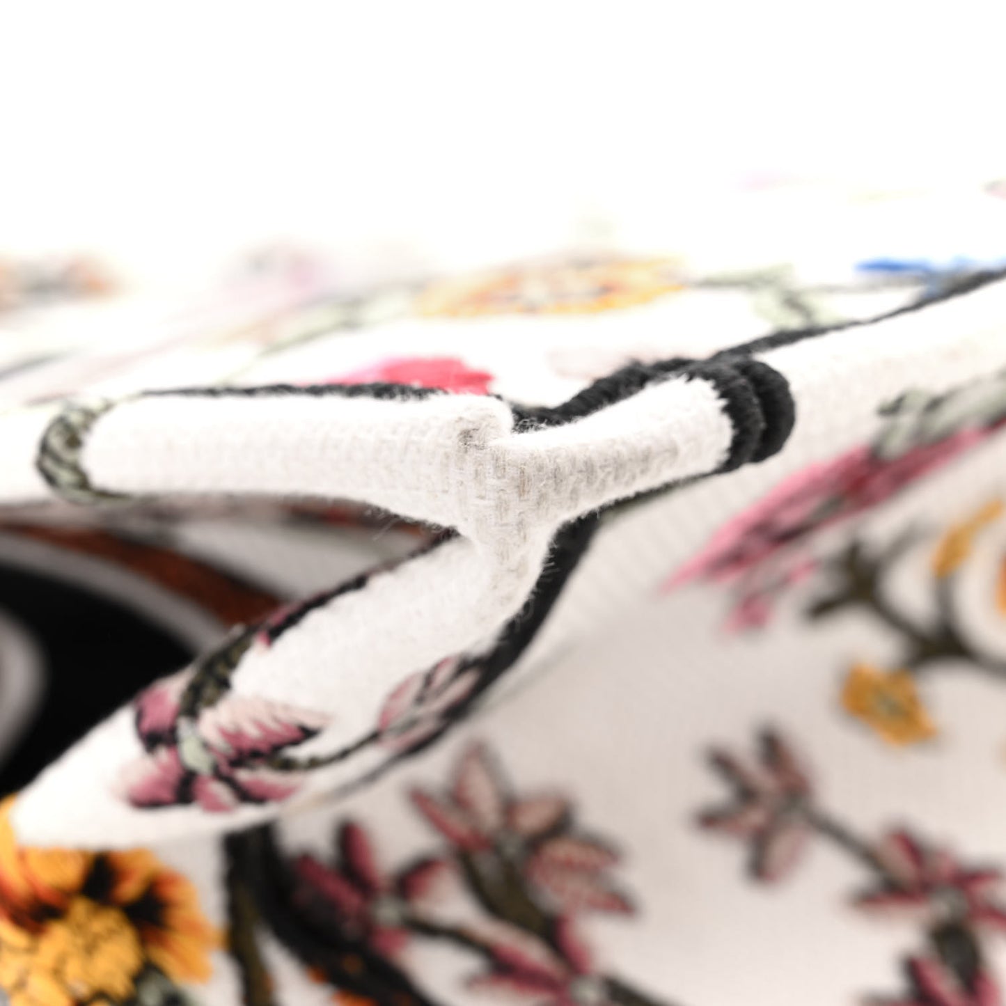 Raffia Embroidered Petites Fleurs Medium Book Tote White Multicolor