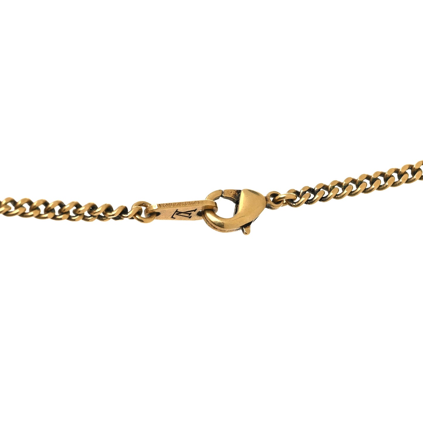 Lacquered Metal LV Friends Pendant Necklace Aged Gold Blue Pink