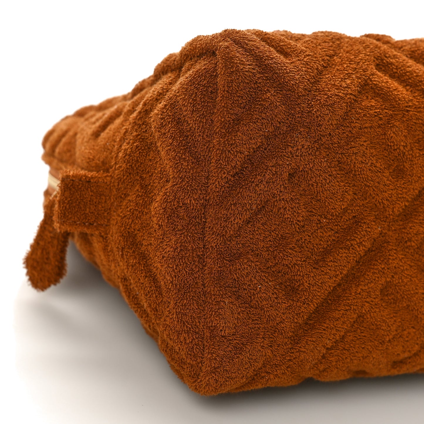 Terry Cloth Vitello Century Matte FF 1974 Embossed Medium Trapezoid Beauty Pouch Caramel