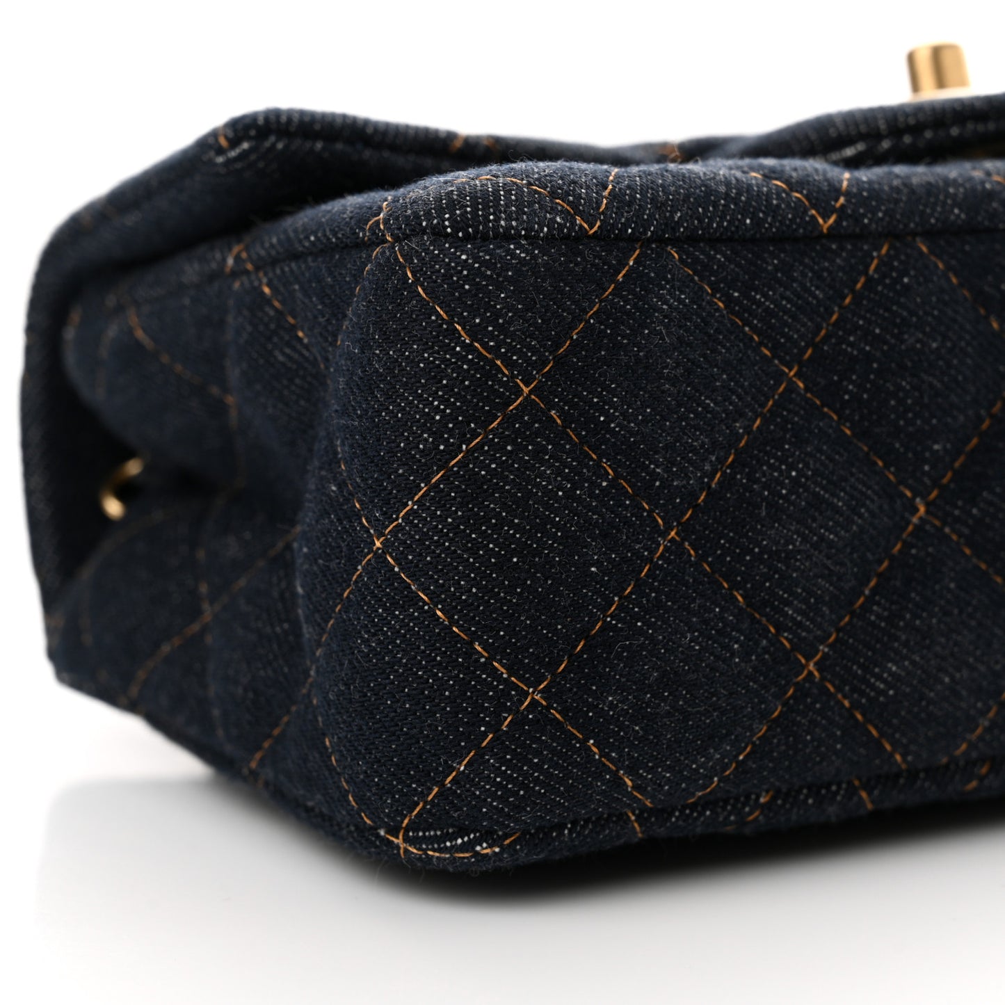 Denim Quilted Mini Rectangular Flap Dark Blue