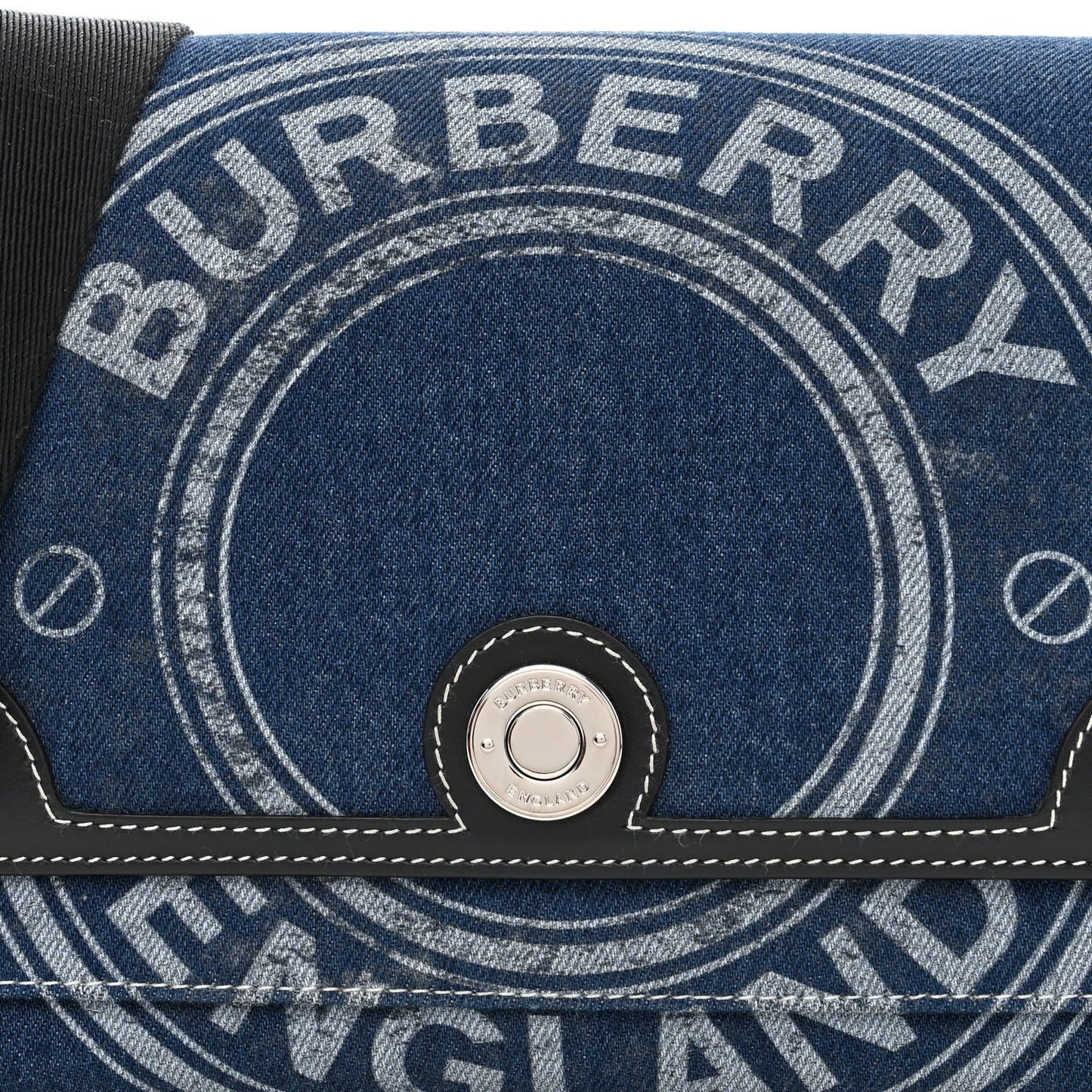 Denim Medium Print Note Crossbody Bag Blue