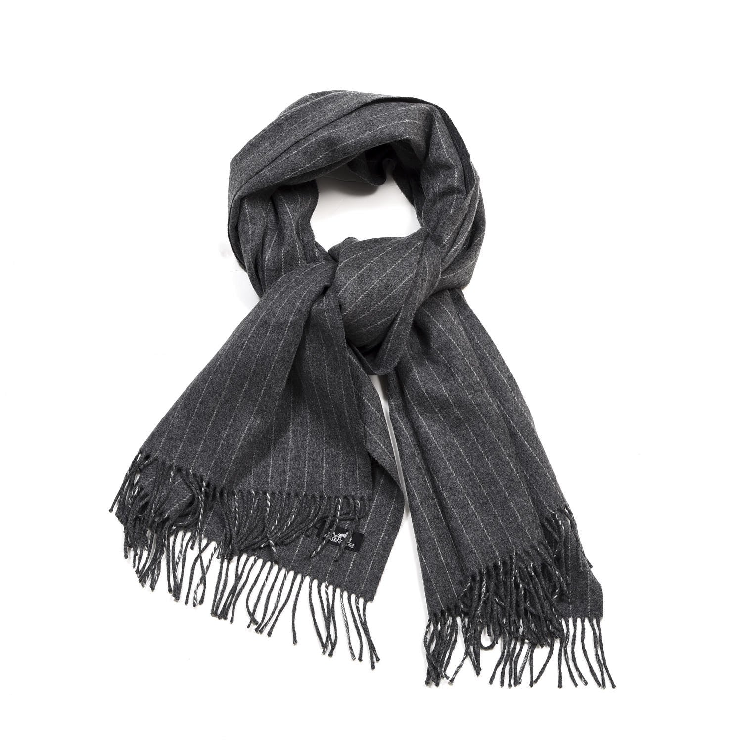 Hermes Cashmere Pinstripe Scarf Grey 1 of 4