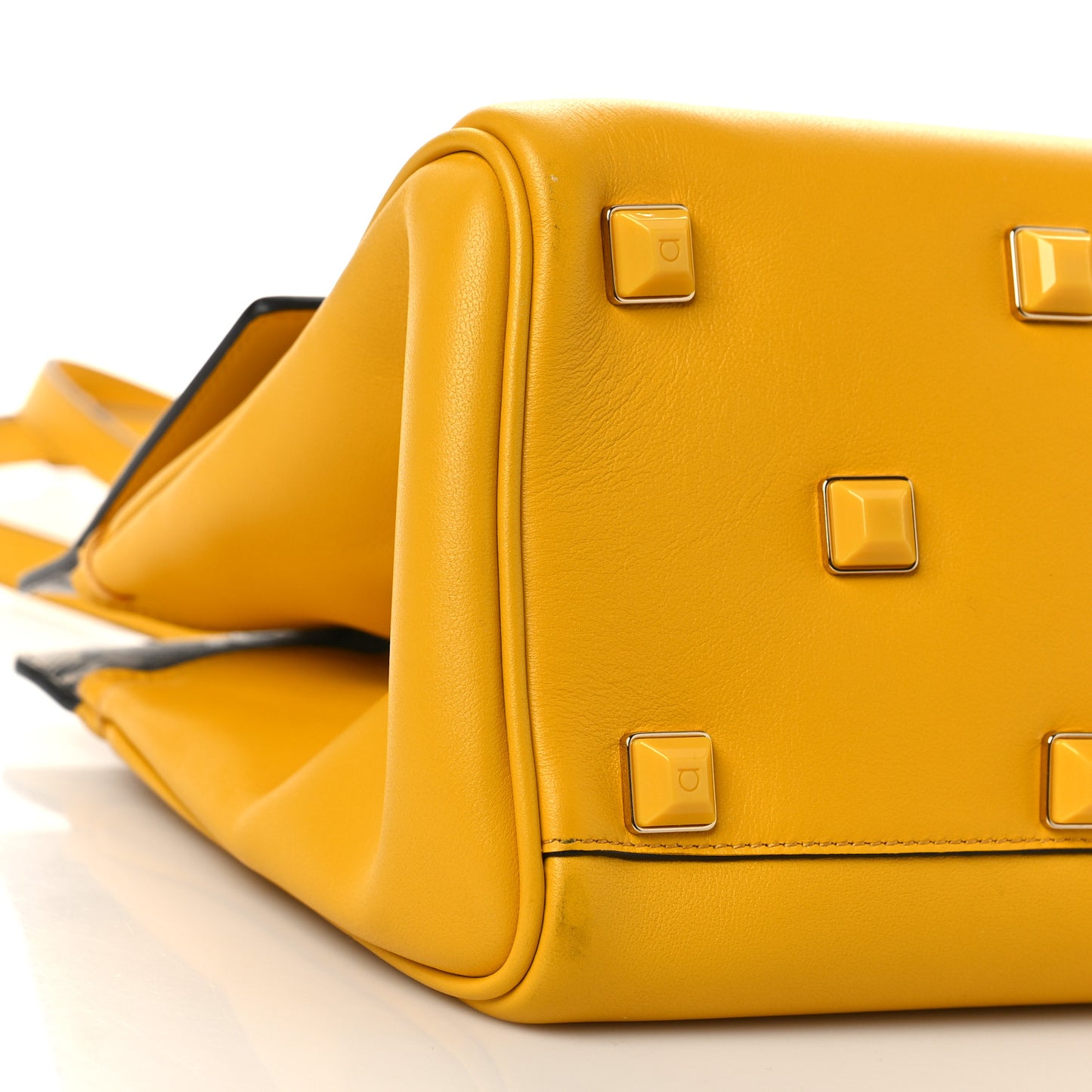 Hammered Calfskin Medium The Studio Box Bag Yellow