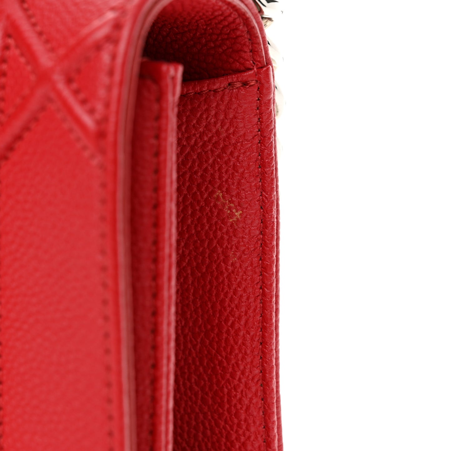 Grained Calfskin Small Diorama Flap Bag Red