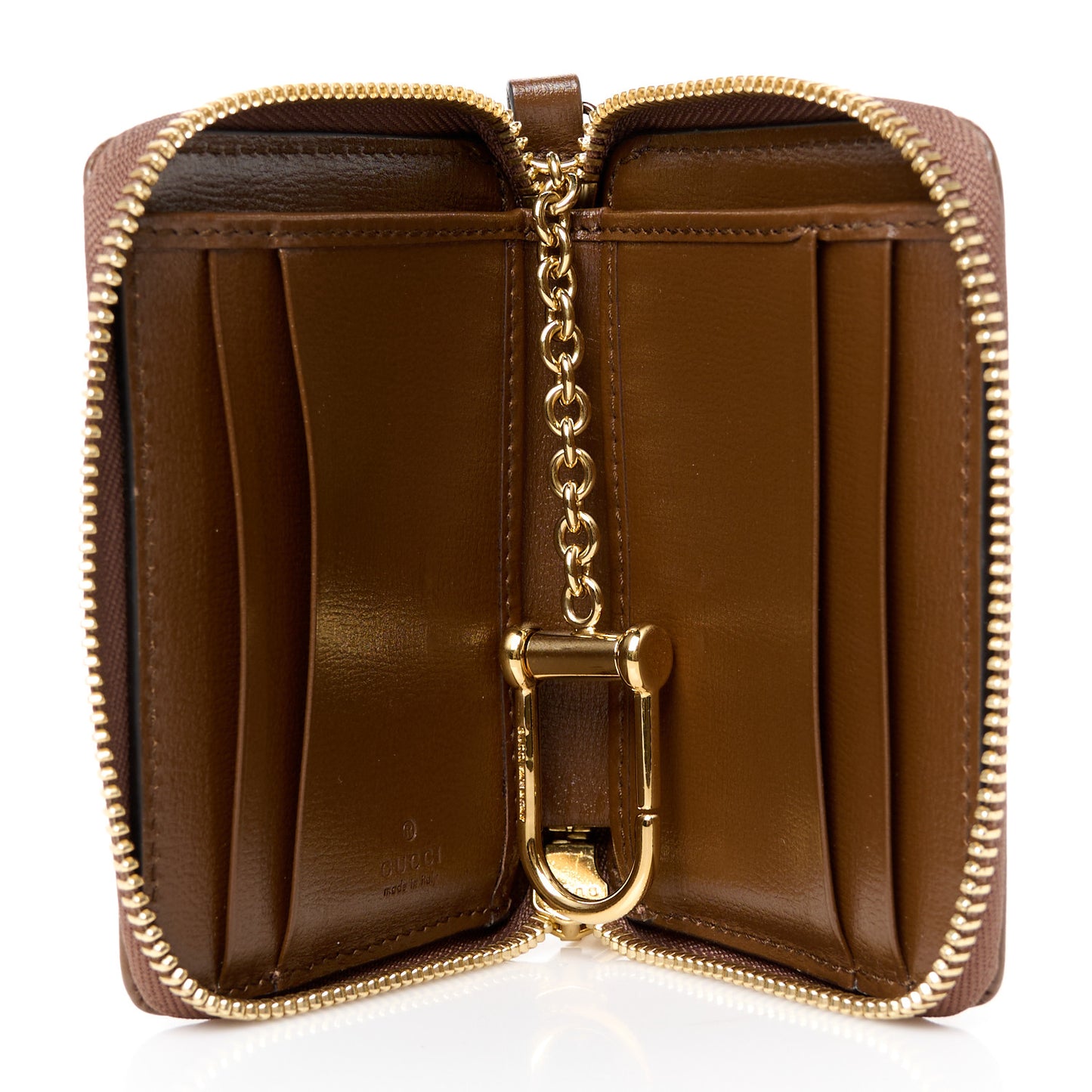 GG Supreme Monogram Azalea Calfskin Retro Interlocking G Compact Wallet Beige Ebony Brown Sugar