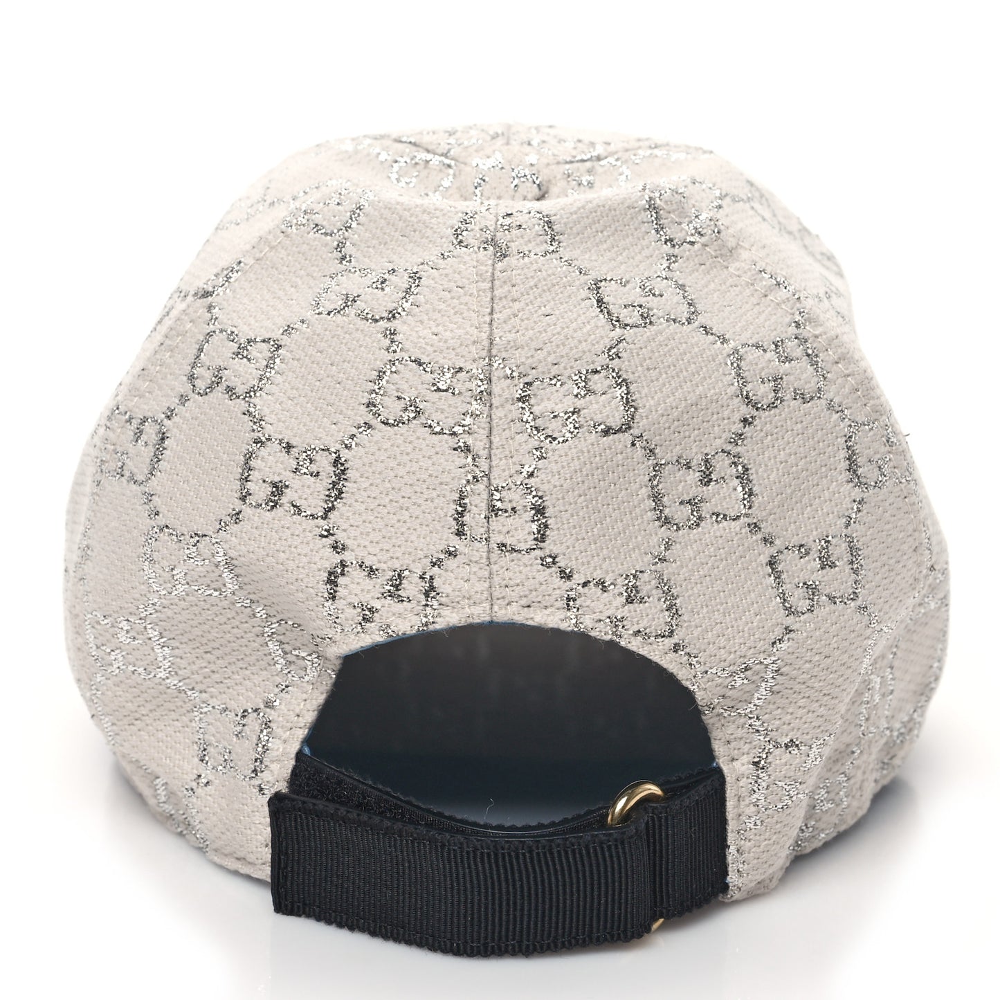 Canvas Lame GG Monogram Rush Baseball Hat M Gardenia Silver