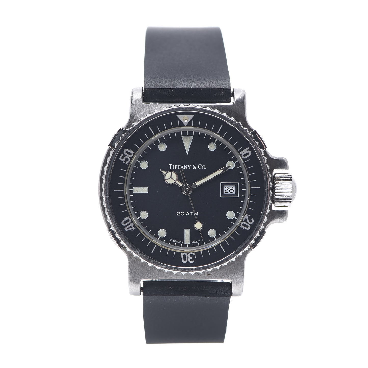 Stainless Steel Rubber 30mm Diver Quartz Watch Black