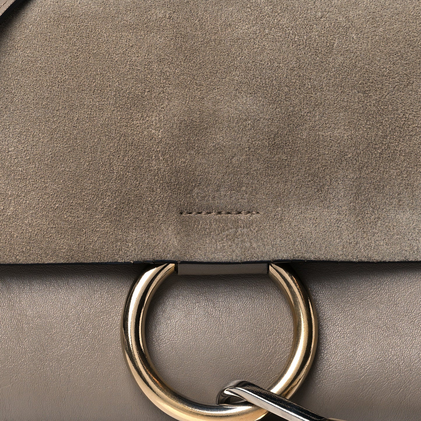 Suede Calfskin Small Faye Shoulder Bag Motty Grey