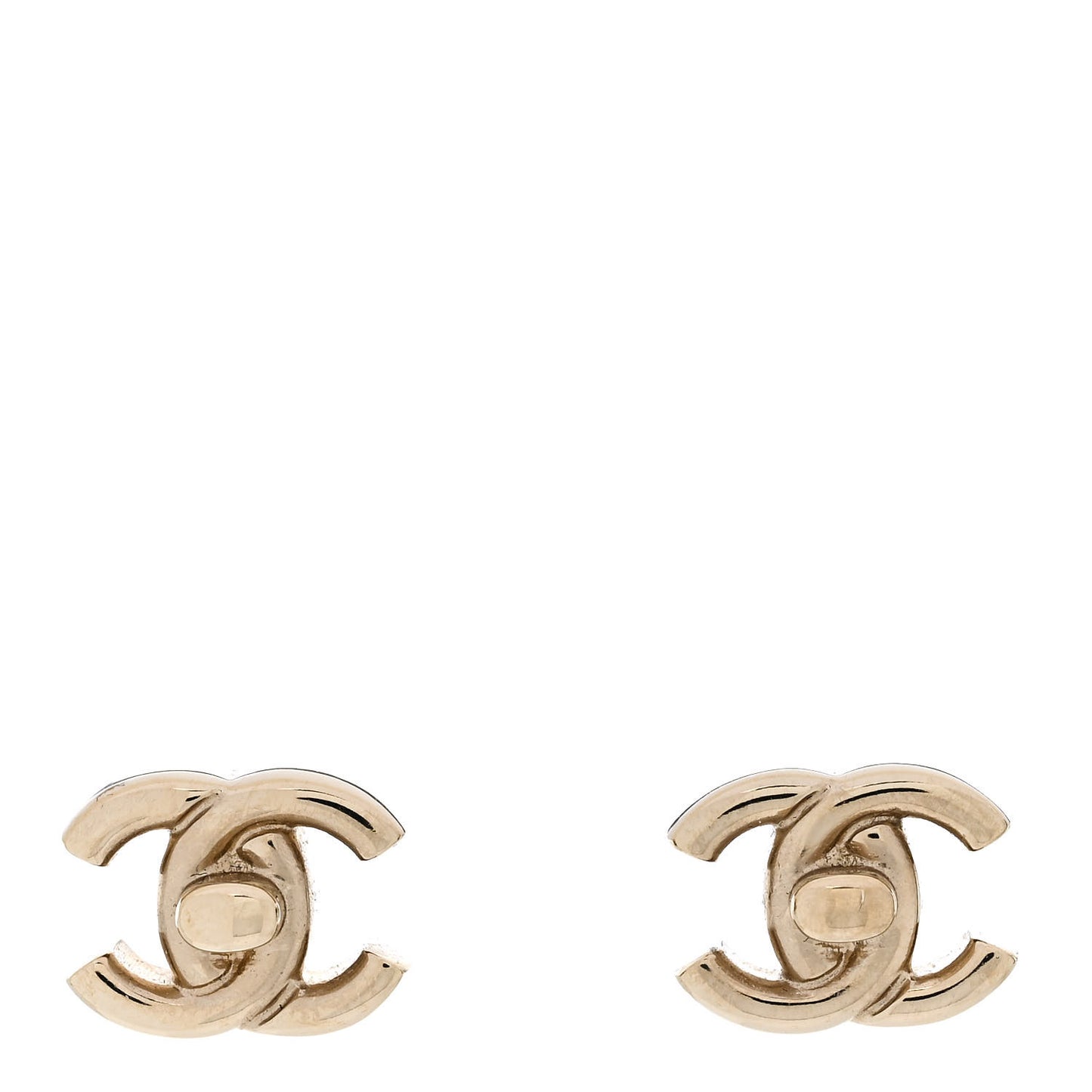 Metal CC Turnlock Earrings Gold