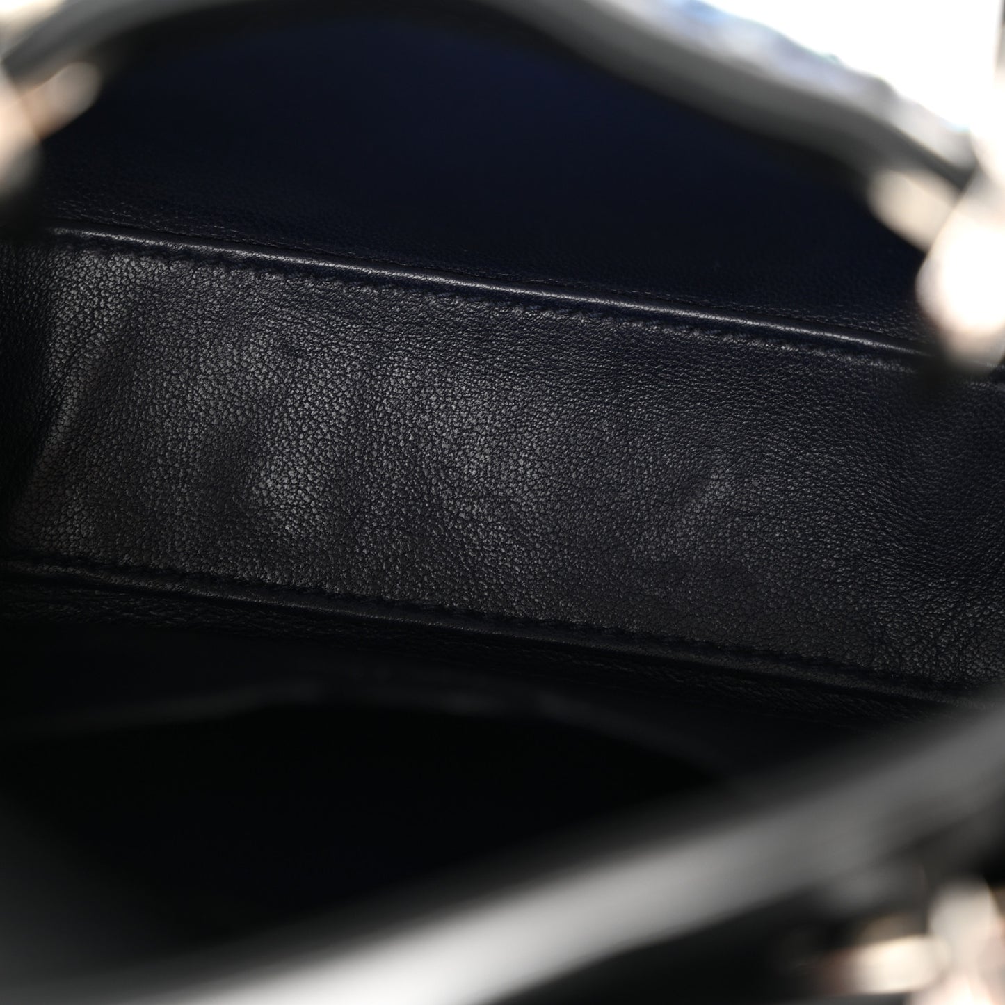 CHRISTIAN DIOR Smooth Calfskin Embroidered Micro Lady Dior Black
