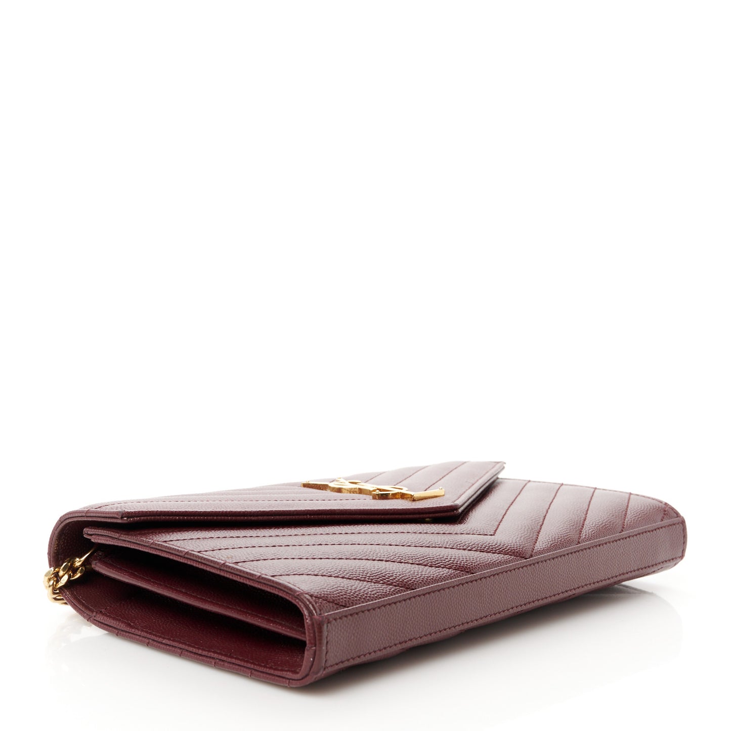 Grain De Poudre Matelasse Chevron Monogram Chain Wallet Rouge Legion
