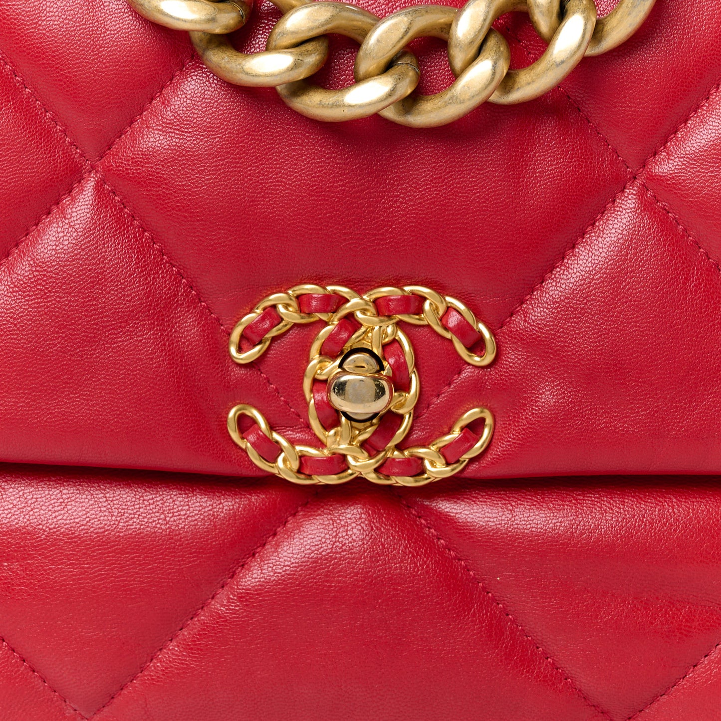 Goatskin Quilted Large Chanel 19 Flap Red