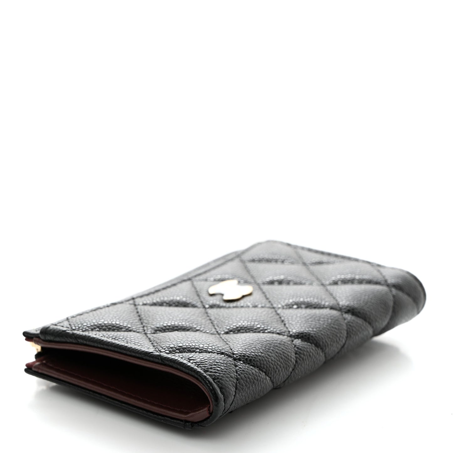 Caviar Quilted CC Zip Around Card Holder Black