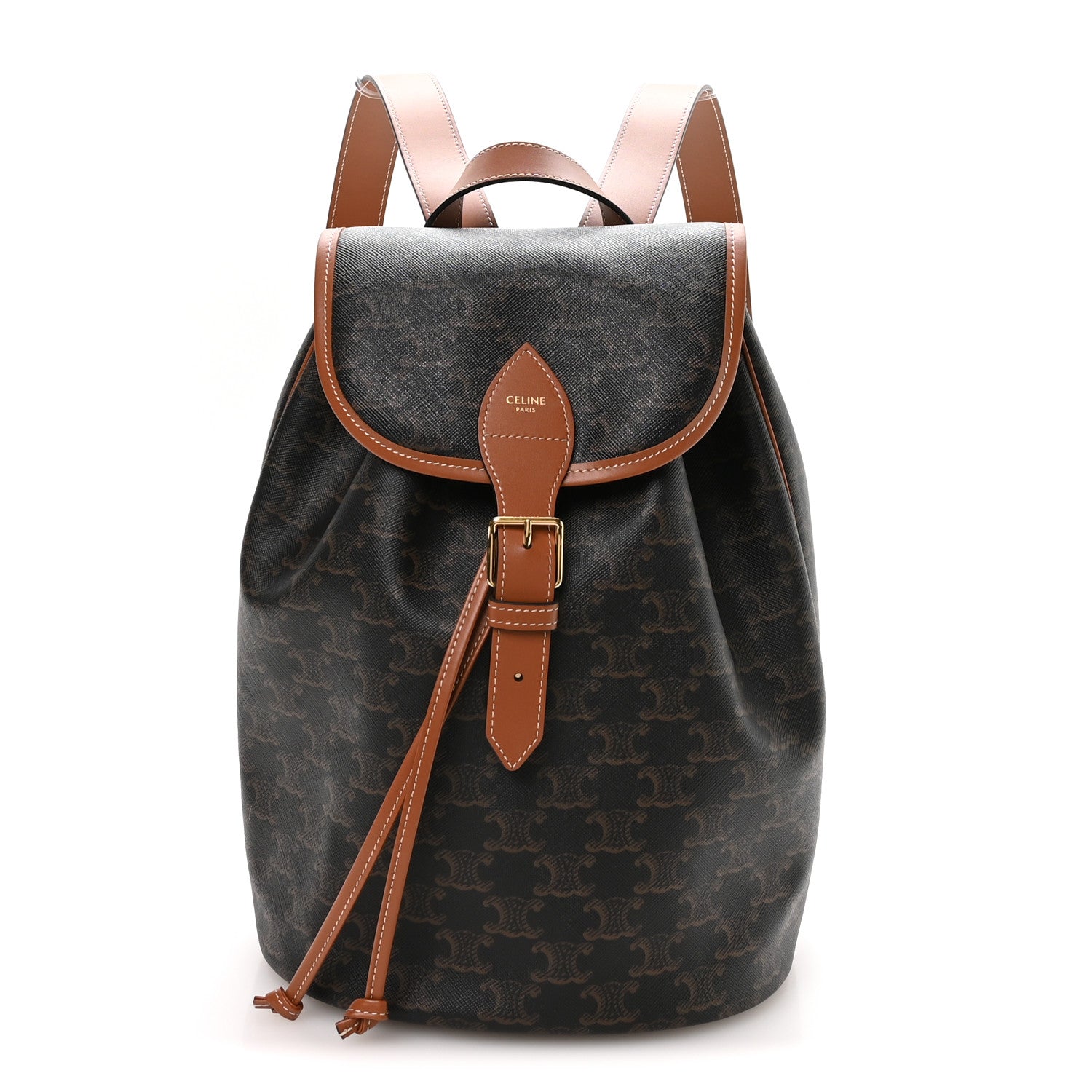 Celine Triomphe Canvas Calfskin Folco Backpack Tan 1890992 – FASHIONPHILE