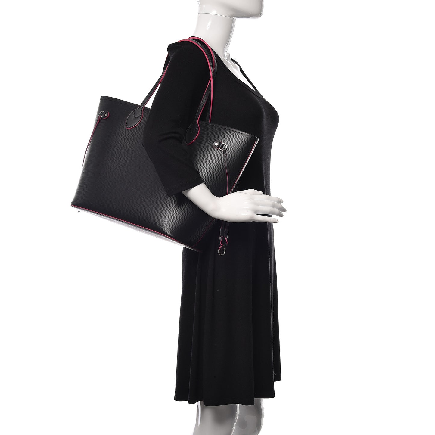 Epi Neverfull MM Black Hot Pink