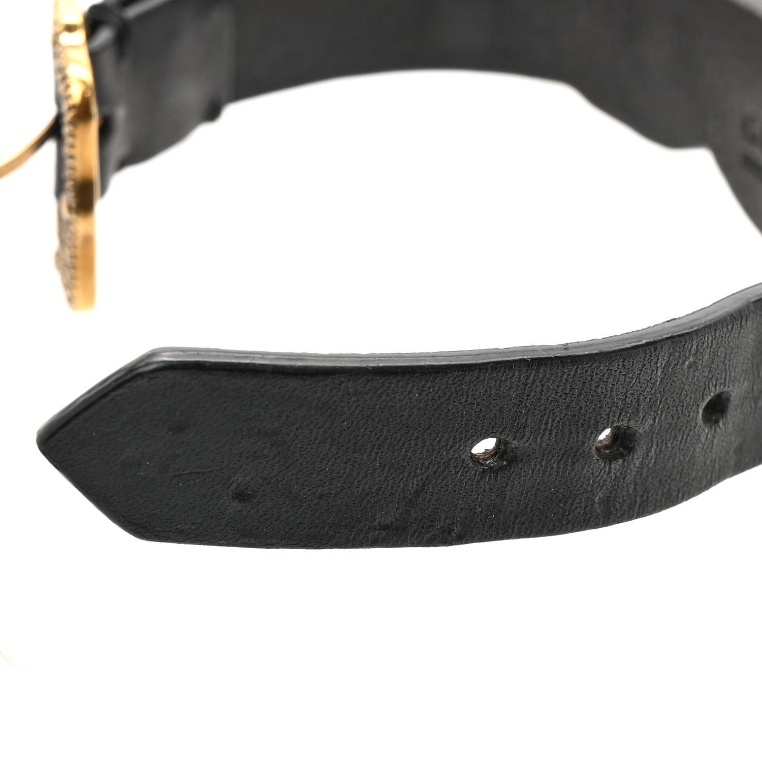 Gucci Calfskin Crystal Feline Heads Bracelet Black 5 of 5
