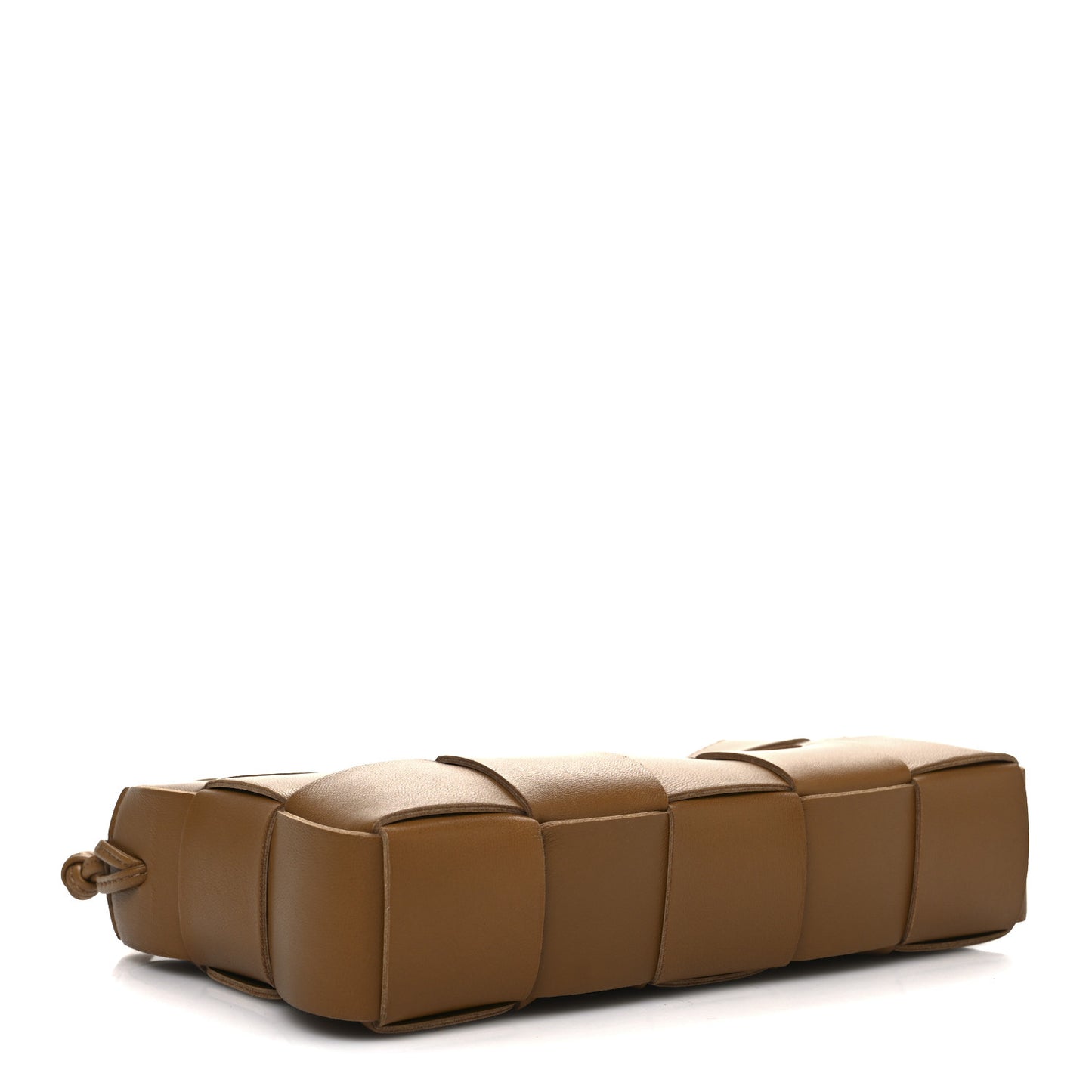 Calfskin Maxi Intrecciato Cassette Pouch On Strap Camel