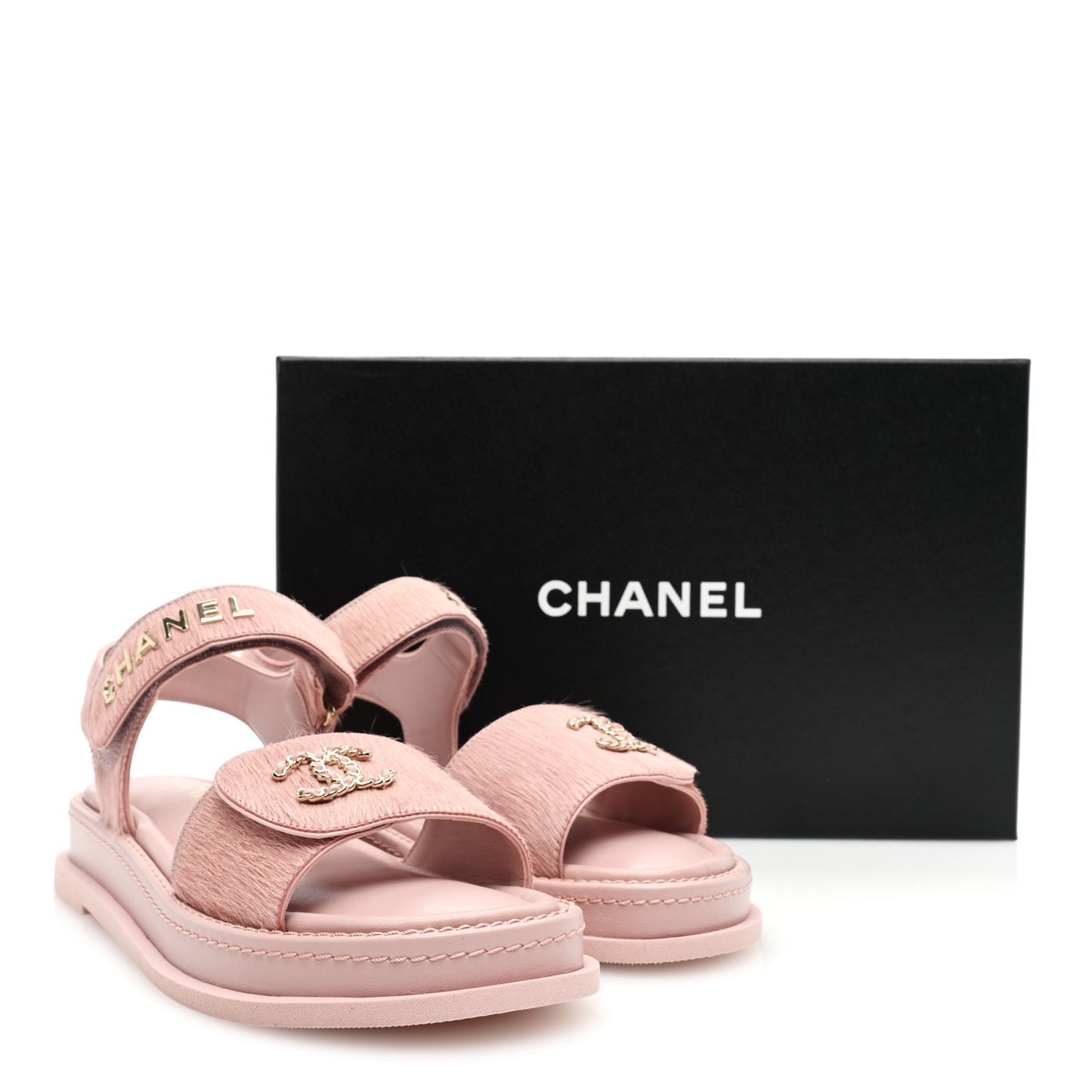 Calfskin Hair Suede Shearling Dad Sandals 39.5 Light Pink