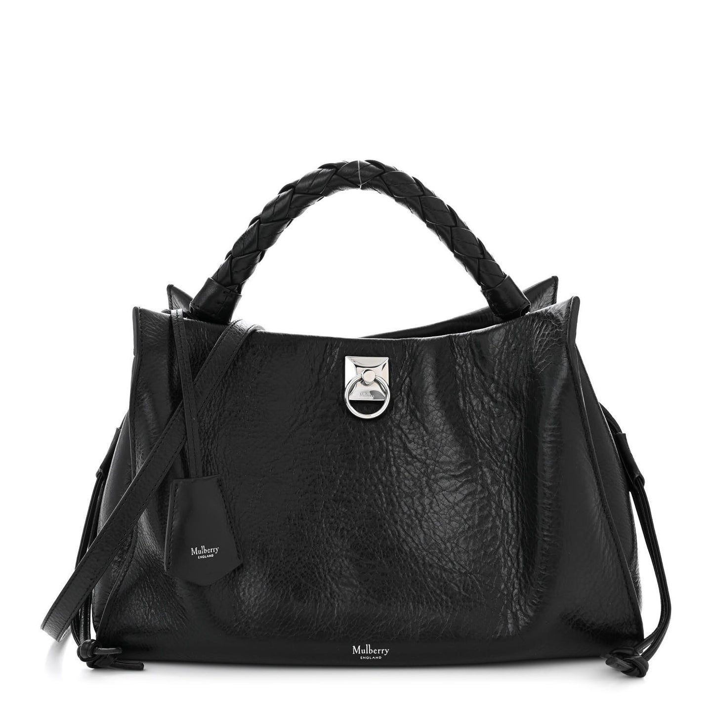 High Shine Calfskin Iris Tote Black