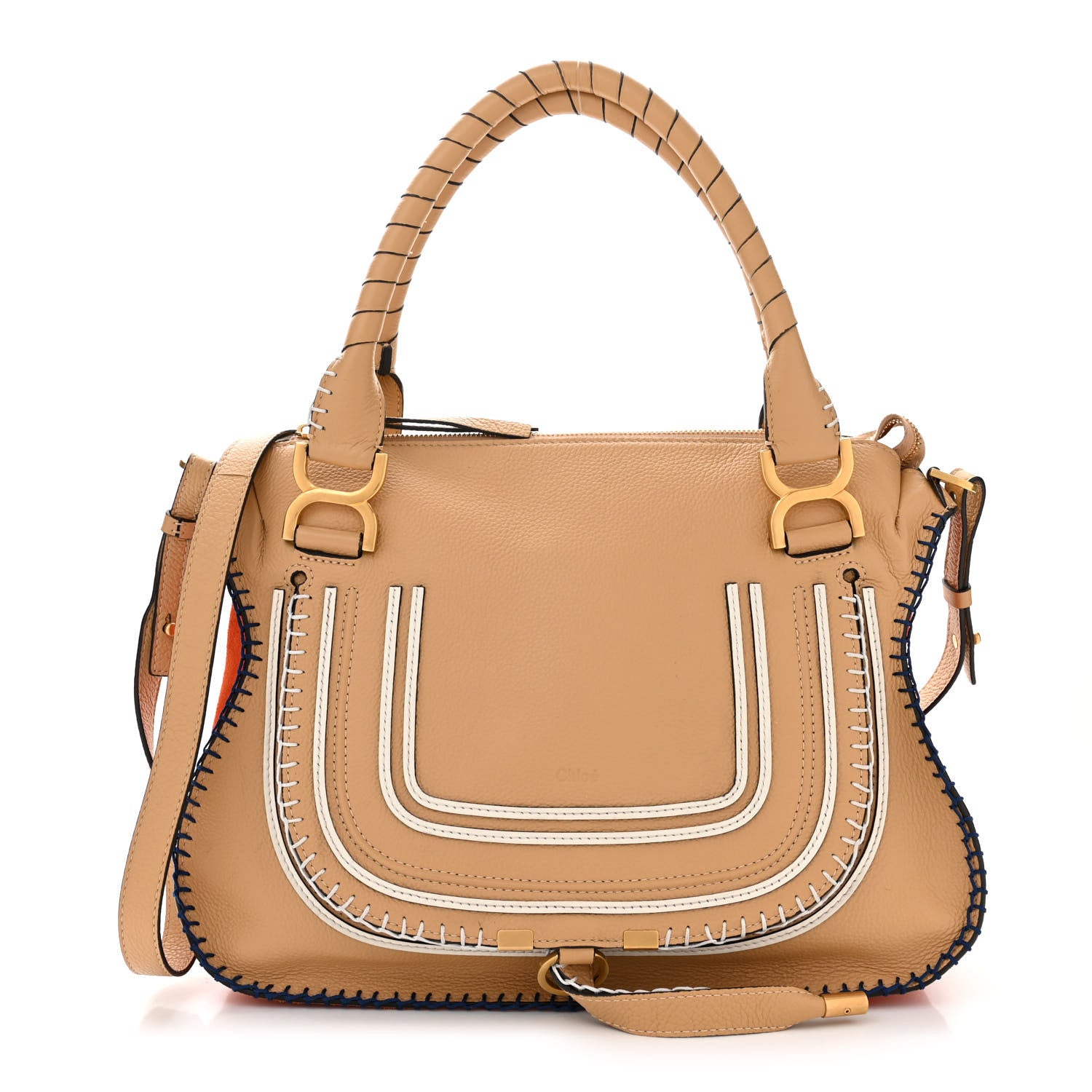 Chloe Calfskin Braided Medium Marcie Double Carry Soft Tan 1 of 11
